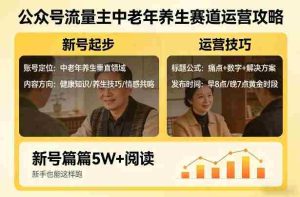 公众号流量主中老年养生赛道,新号篇篇5W+阅读,新手也能这样跑-任任的小木屋 - 热点知汇