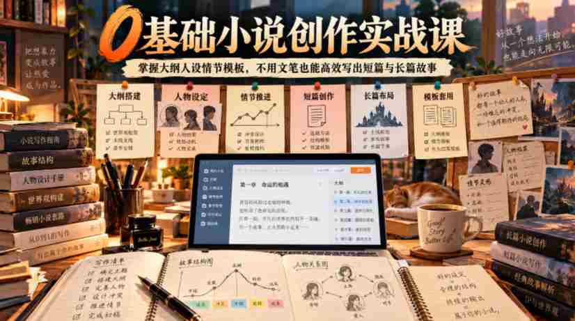 0基础小说创作实战课｜掌握大纲人设情节模板，不用文笔也能高效写出短篇与长篇故事-任任的小木屋 - 热点知汇