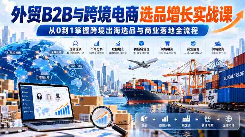 外贸B2B与跨境电商产品挑选策略深度研修班：零基础入门，精通跨境贸易选品及市场布局技巧-任任的小木屋 - 热点知汇