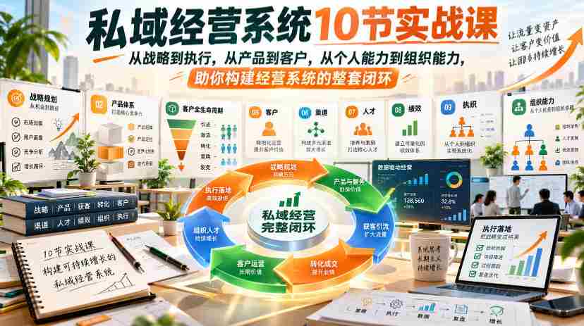 10堂私域运营精髓课程，全方位解析战略执行、产品客户、个人组织能力，构建经营闭环全方位指南-任任的小木屋 - 热点知汇