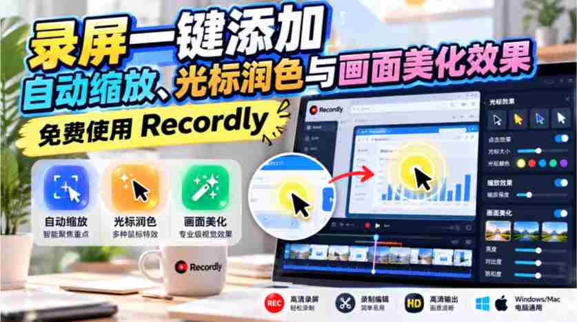 轻松录制，一触即达：Recordly助力画面自动放大、精准光标修饰与视觉优化，畅享免费体验-任任的小木屋 - 热点知汇