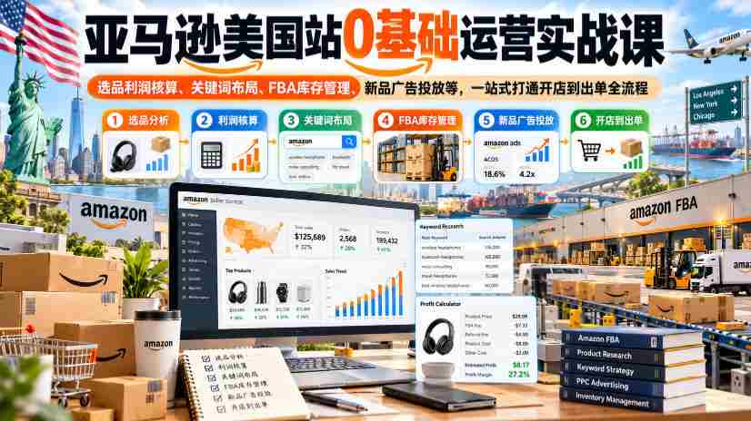 亚马逊美国市场开店攻略：从零开始，全方位掌握选品盈利、关键词优化、FBA库存掌控及广告投放技巧，一站式实现店铺到订单的完整流程学习-任任的小木屋 - 热点知汇