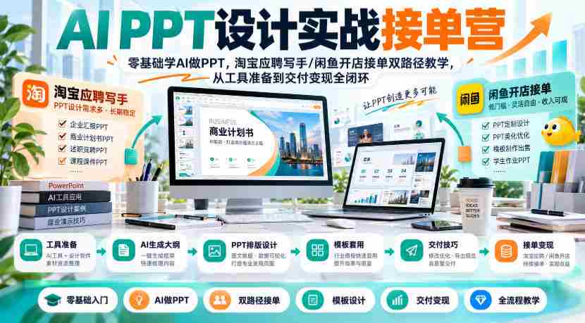 AI PPT设计实战训练营：新手也能轻松驾驭AI制作PPT，揭秘淘宝写手和闲鱼店铺双通道，全流程指导从工具使用到成果变现-任任的小木屋 - 热点知汇