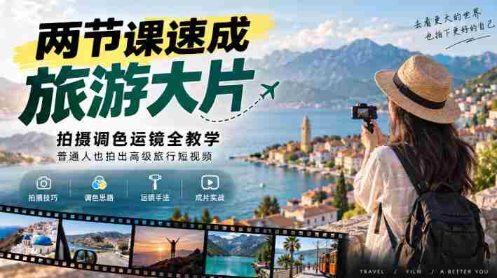 两节课速成旅游大片｜拍摄调色运镜全教学，普通人也拍出高级旅行短视频-任任的小木屋 - 热点知汇