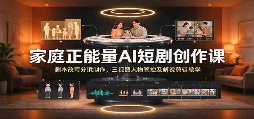 家庭正能量AI短剧创作课：剧本改写分镜制作，三视图人物管控及解说剪辑教学-任任的小木屋 - 热点知汇