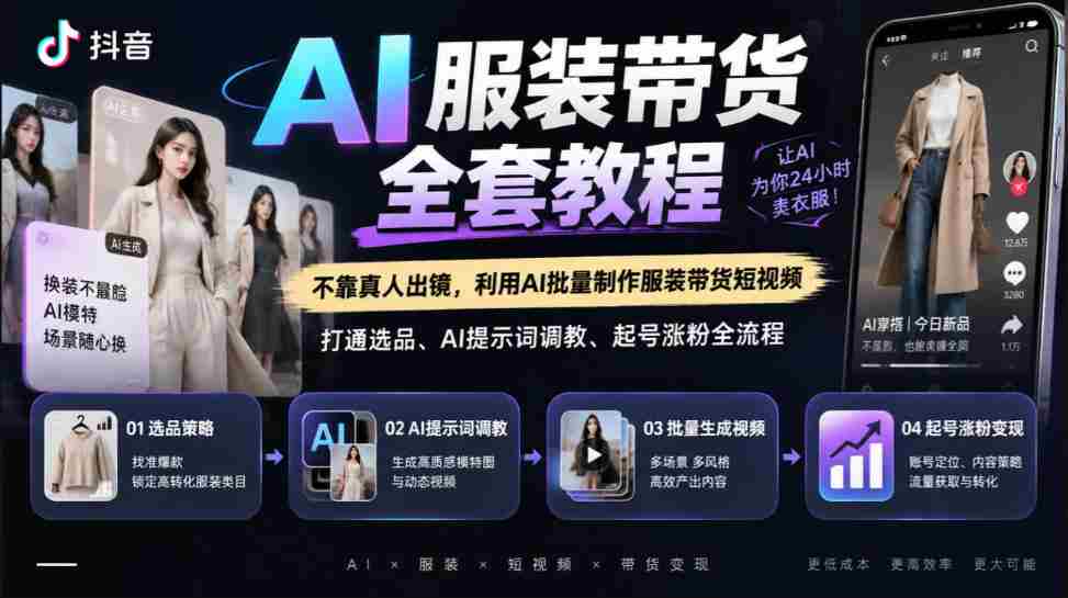 揭秘抖音AI服装直播攻略：无需真人，AI技术打造爆款短视频，涵盖选品、AI关键词优化、账号运营全方位教学-任任的小木屋 - 热点知汇