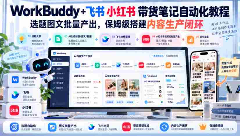 飞书小红书带货攻略：WorkBuddy+笔记自动化，批量生成精选图文，轻松打造内容生产闭环【教程文档-任任的小木屋 - 热点知汇