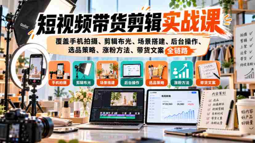 手机拍摄到粉丝增长：短视频带货全攻略，一课掌握剪辑、布光、选品与文案技巧-任任的小木屋 - 热点知汇