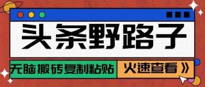 头条单账号日收益300+野路子玩法赛道,无脑搬砖复制粘贴,保姆级教程-任任的小木屋 - 热点知汇