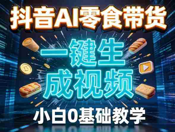 抖音AI零食带货，一键生成视频，小白0基础教学-任任的小木屋 - 热点知汇