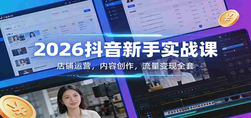 2026抖音新手实战课：店铺运营，内容创作，流量变现全套-任任的小木屋 - 热点知汇