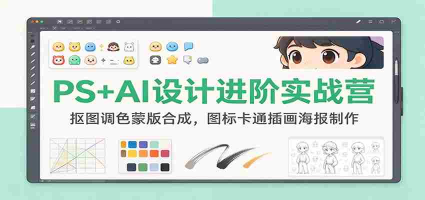 PS+AI设计进阶实战营：抠图调色蒙版合成，图标卡通插画海报制作-任任的小木屋 - 热点知汇