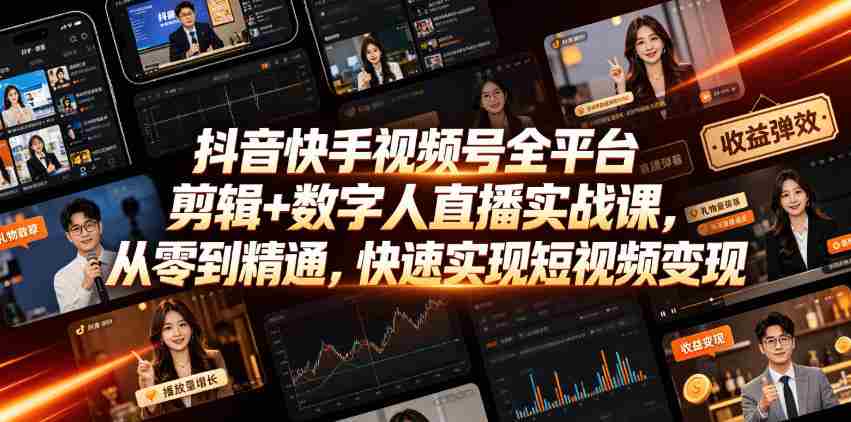 全面掌握抖音、快手、视频号剪辑及数字人直播技巧，零基础学起，高效短视频盈利之道（2026年10月版更新）-任任的小木屋 - 热点知汇