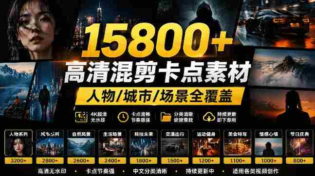 影视混剪宝库】15800余款高清素材，热门电影精彩瞬间收录，涵盖人物、城市、场景，分类详尽明了-任任的小木屋 - 热点知汇