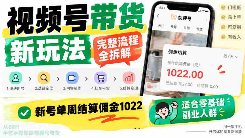 揭秘视频号带货新攻略:全程解析操作步骤,新手轻松一周赚千佣金,副业优选!-任任的小木屋 - 热点知汇