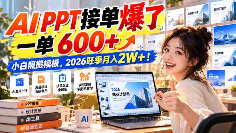 AI幻灯片制作订单热潮涌动，单笔收益超600元，新手轻松复制模板，2026年高峰期月入轻松突破2万！-任任的小木屋 - 热点知汇