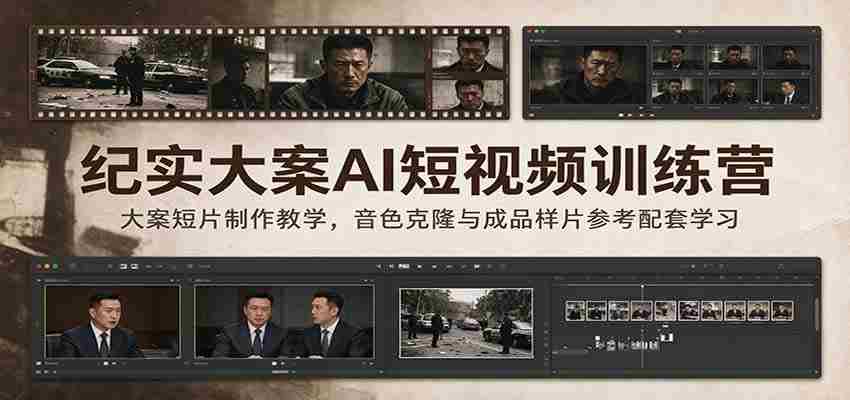 纪实大案AI短视频训练营：大案短片制作教学，音色克隆与成品样片参考配套学习-任任的小木屋 - 热点知汇
