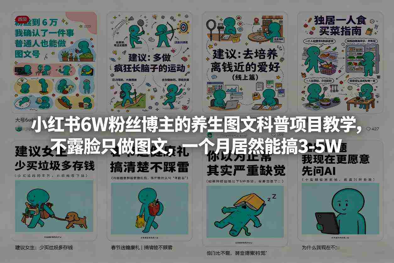 小红书6W粉丝博主的养生图文科普项目教学，不露脸只做图文，一个月居然能搞3-5W-任任的小木屋 - 热点知汇