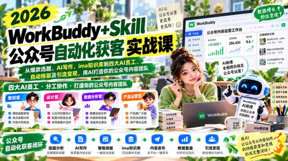 2026年WorkBuddy+Skill公众号引流攻略：AI赋能，从选题爆款到自动变现，构建高效内容矩阵-任任的小木屋 - 热点知汇