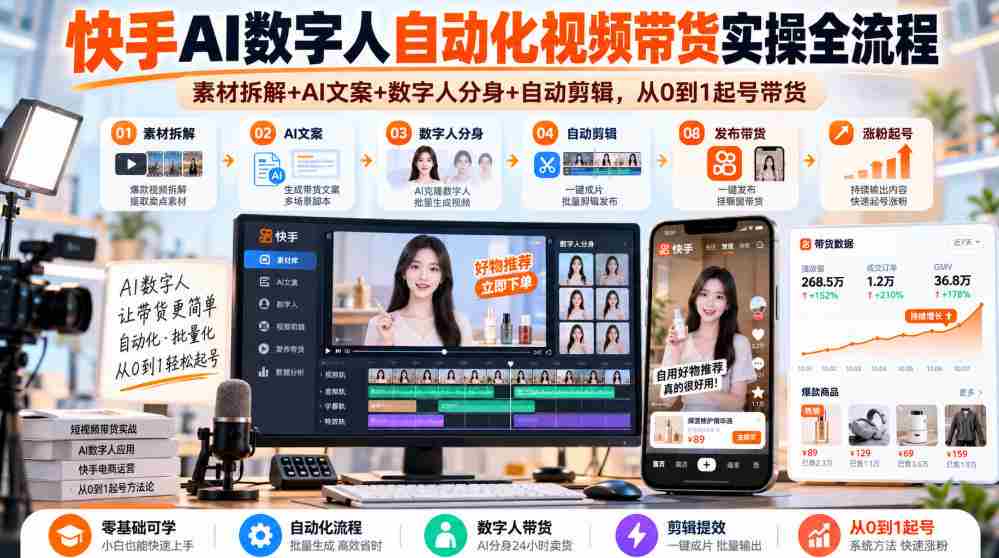 深入解析快手AI数字人带货技巧：从素材到成品，全方位自动操作指南（全新2026版）-任任的小木屋 - 热点知汇