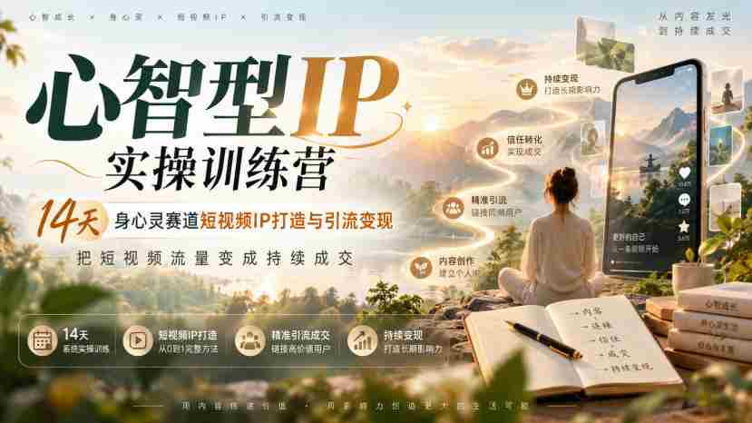 14天身心提升短视频IP塑造之旅：心智IP实操营，短视频流量变现攻略-任任的小木屋 - 热点知汇