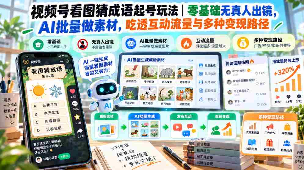 图说成语挑战来袭：零门槛视频号运营，AI赋能轻松制胜，解锁互动流量新玩法-任任的小木屋 - 热点知汇
