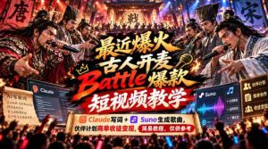 最新爆款短视频教学：古人开麦Battle，Claude创作歌词+Suno打造音乐，伙伴计划签约收徒，轻松变现，简易攻略分享-任任的小木屋 - 热点知汇