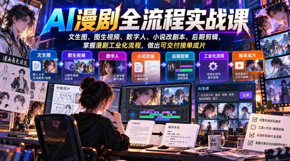 解锁AI漫剧制作全攻略：从文字到视频，数字人打造，剧本改编，后期剪辑，精通漫剧工业链，轻松接单出品-任任的小木屋 - 热点知汇