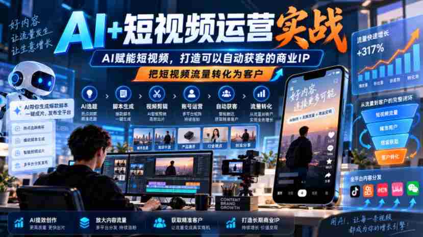 AI助力短视频运营，智能引流打造商业IP，自动获客，流量变现之道-任任的小木屋 - 热点知汇