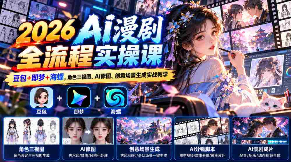 2026年AI动画剧集制作全程揭秘：豆包、即梦、海螺三大平台，深入解析角色三维建模、AI图像处理与创意场景设计实战技巧-任任的小木屋 - 热点知汇