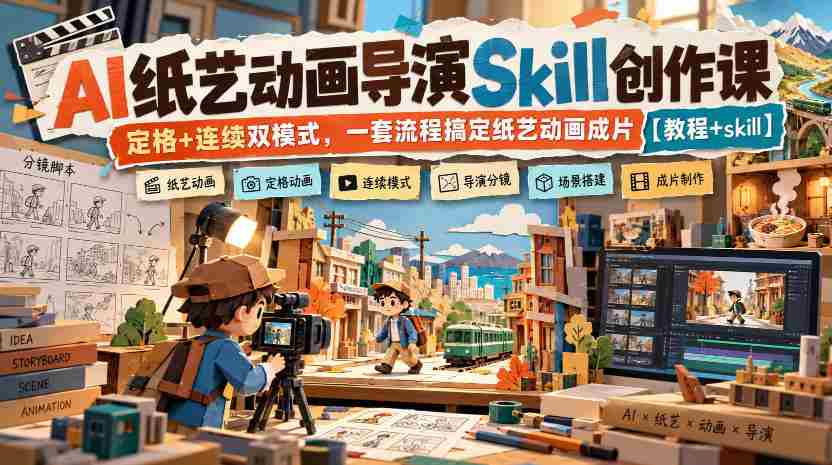 探索AI艺术新境界：Skill动画导演课程揭秘，定格与连续动画一网打尽，轻松制作纸艺动画大片【技能教学-任任的小木屋 - 热点知汇