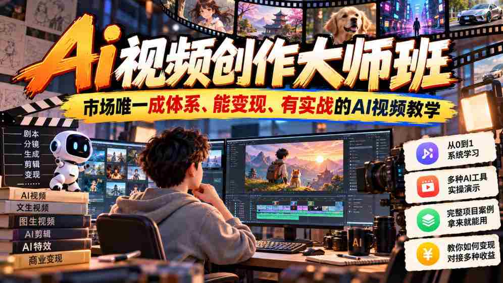 2026年全新升级！独树一帜的AI视频制作高阶班，市场独占鳌头，盈利无忧，实战教学，打造AI视频制作高手（持续更新中）-任任的小木屋 - 热点知汇