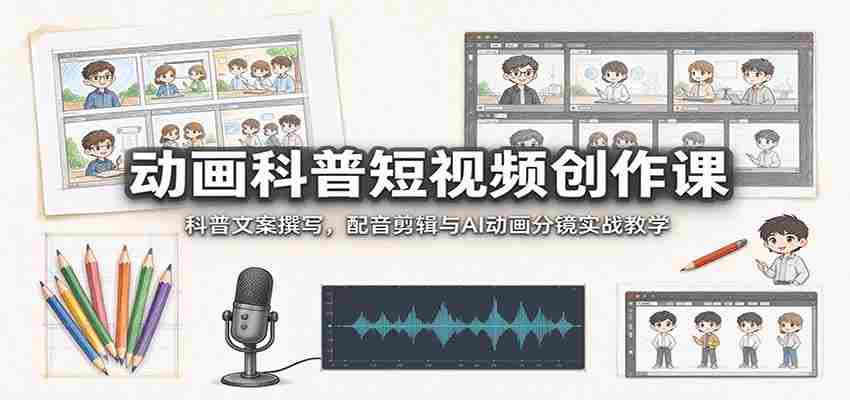 动画科普短视频创作课：科普文案撰写，配音剪辑与AI动画分镜实战教学-任任的小木屋 - 热点知汇