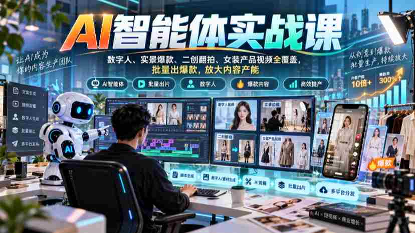全面解锁AI智能助手实战教程:涵盖数字人、实景热销、二次创作与女装产品短视频,批量打造爆款,高效提升内容生产力-任任的小木屋 - 热点知汇