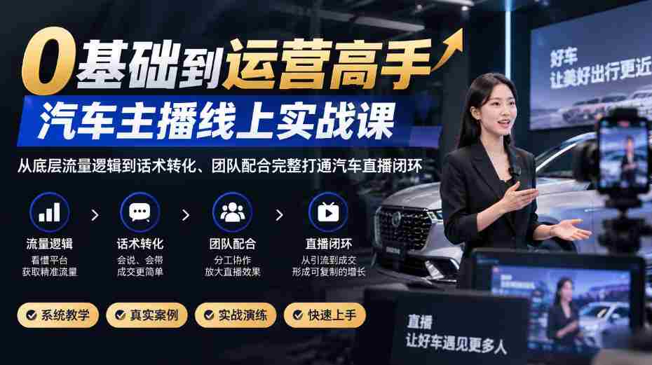 从零起步至直播达人，汽车领域实战教程，深度解析流量原理与话术技巧，全方位构建汽车直播生态圈-任任的小木屋 - 热点知汇