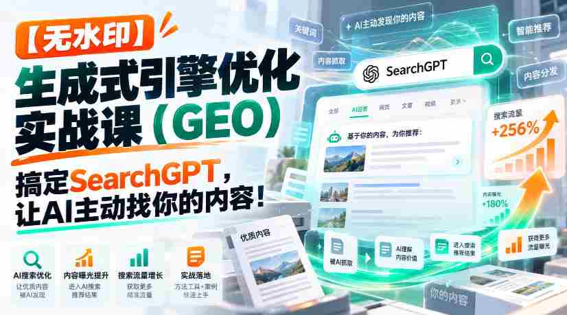 高清版】实战GEO引擎优化课程:学会SearchGPT,让AI主动寻你内容!【独家中英双字幕-任任的小木屋 - 热点知汇