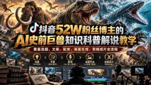 揭秘抖音52万粉丝博主如何打造AI史前巨兽科普教程:从选题到成品,全方位解析知识传播的艺术-任任的小木屋 - 热点知汇