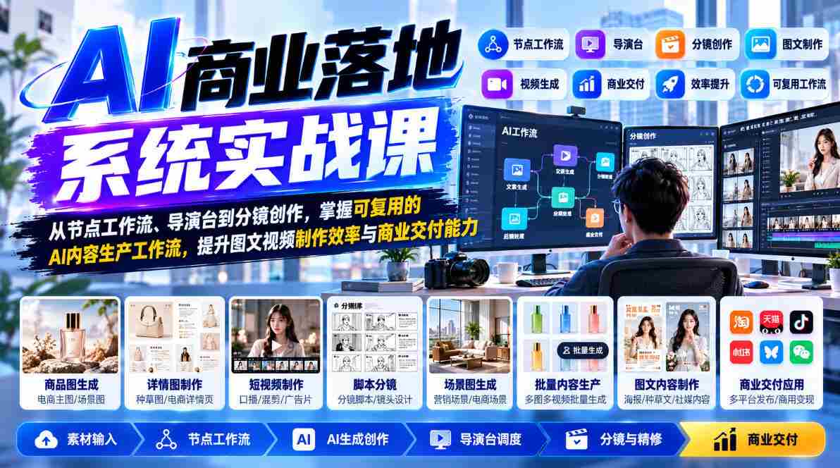 零水印】AI商业应用实战教程:深度解析节点工作流、导演台操作及分镜制作,解锁高效AI内容制作流程,大幅提高图文视频制作效能与商业交付水准-任任的小木屋 - 热点知汇