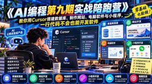 【无水印】《AI编程第九期实战陪跑营》教你用Cursor搭建数据库、制作网站、电脑软件与小程序,一行代码不会也能开发软件-任任的小木屋 - 热点知汇