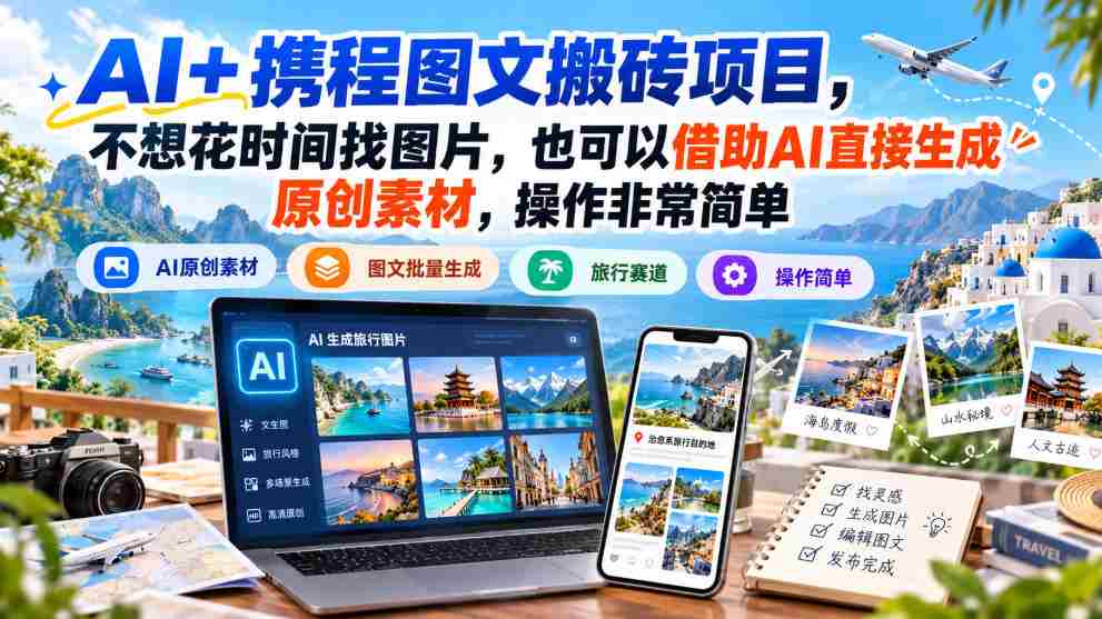 AI+携程图文搬砖项目，不想花时间找图片，也可以借助AI直接生成原创素材，操作非常简单-任任的小木屋 - 热点知汇