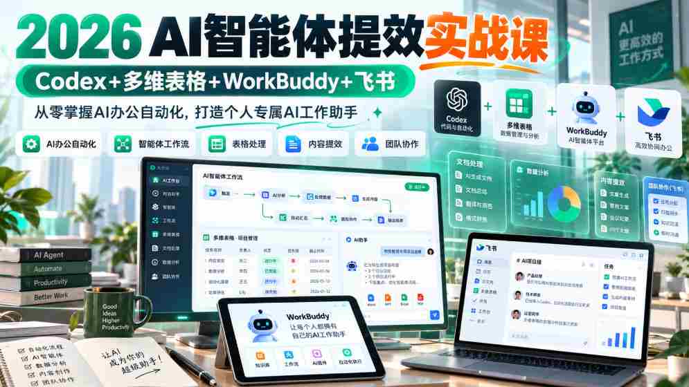 2026 AI智能体提效实战课：Codex+多维表格+WorkBuddy+飞书，从零掌握AI办公自动化，打造个人专属AI工作助手-任任的小木屋 - 热点知汇