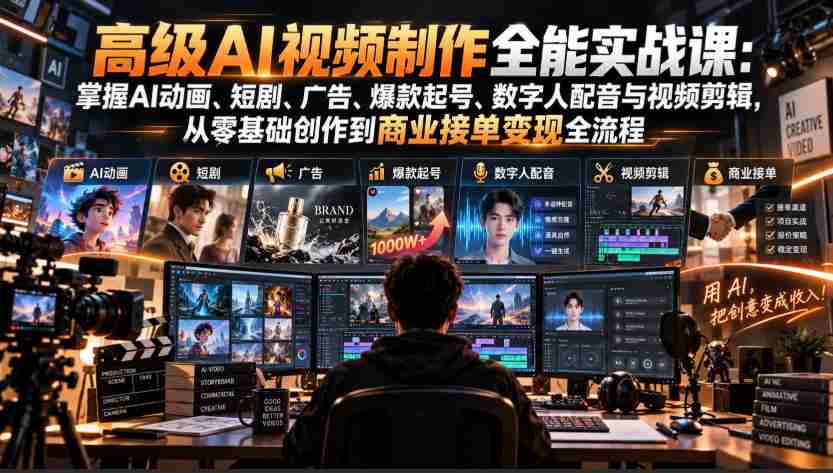 全方位AI视频制作大师班:解锁动画、微剧、宣传片制作技巧,零起点打造爆款,精通数字人配音与剪辑,实现商业创作与盈利全攻略-任任的小木屋 - 热点知汇