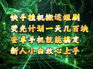 揭秘：快手“荧光计划”轻松玩转G搬运短剧，安卓手机轻松日入四位数-任任的小木屋 - 热点知汇