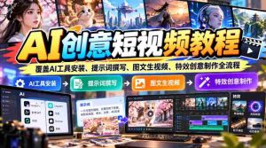 AI创意短视频教程,覆盖AI工具安装、提示词撰写、图文生视频、特效创意制作全流程-任任的小木屋 - 热点知汇