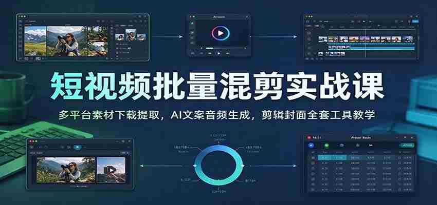 短视频批量混剪实战课：多平台素材下载提取，AI文案音频生成，剪辑封面全套工具教学-任任的小木屋 - 热点知汇