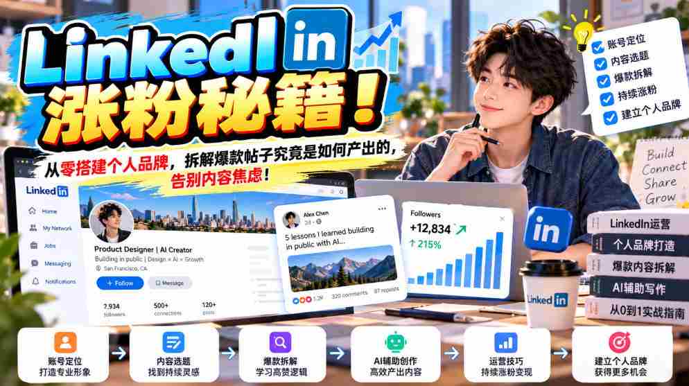 LinkedIn涨粉秘籍！从零搭建个人品牌，拆解爆款帖子究竟是如何产出的，告别内容焦虑！【原创双语字幕】-任任的小木屋 - 热点知汇