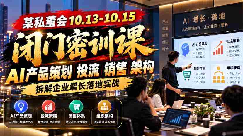10月13日至15日,私董会闭门深度研讨会:AI产品投放策略与销售架构,解析企业增长实战路径-任任的小木屋 - 热点知汇